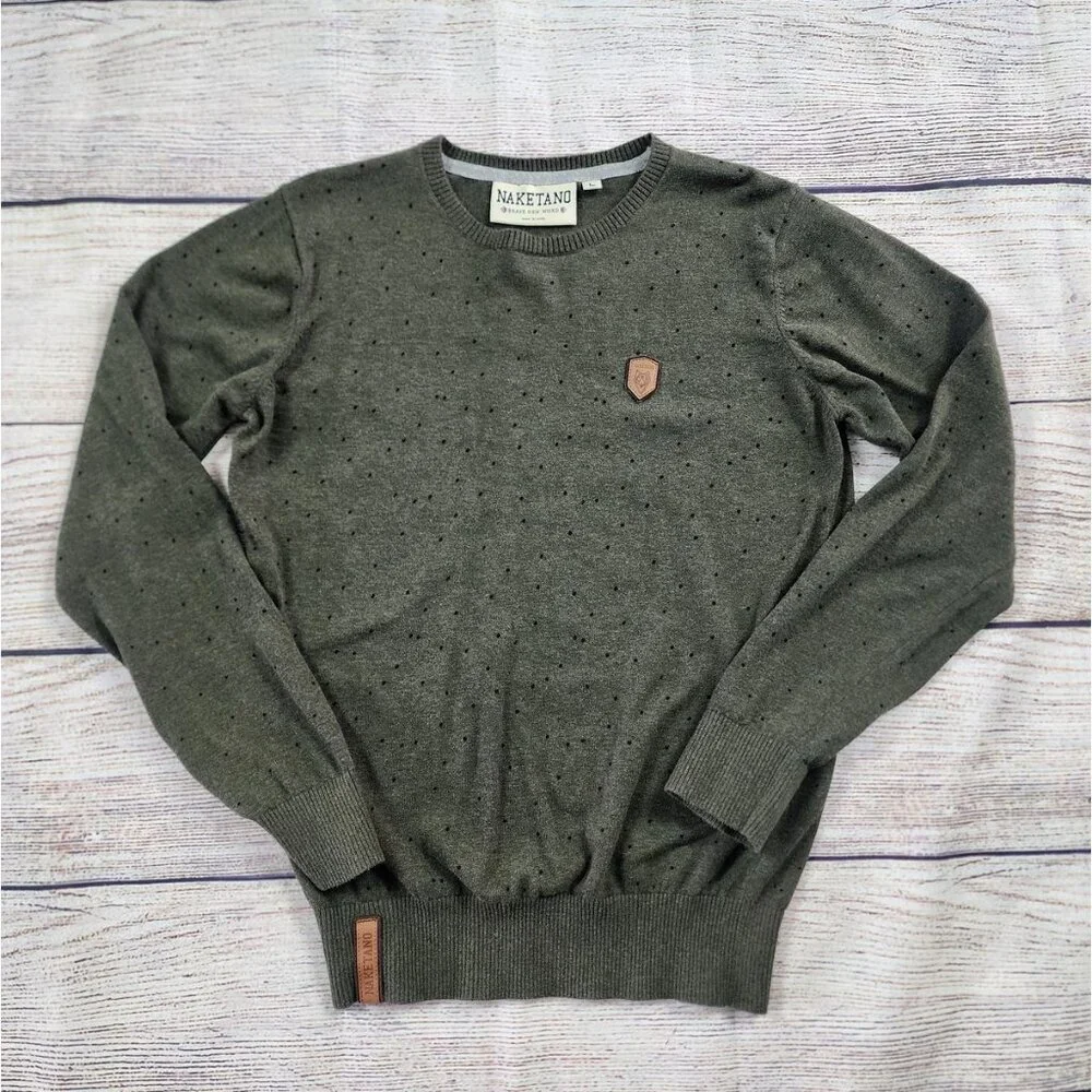NAKETANO Brave New World Size Large Green with Polka Dots Pullover 100% Cotton